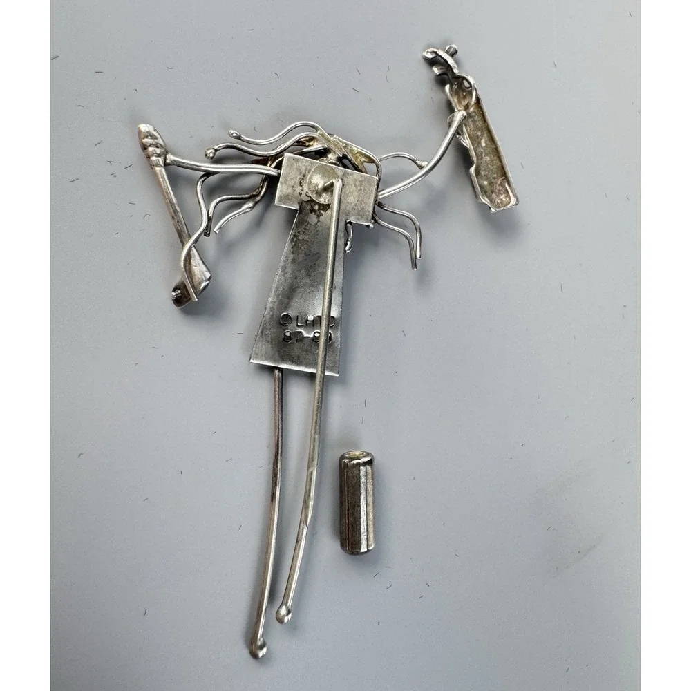 Jeff Storey LHTC 87-88 Sterling Silver Golfer Golf Brooch Pin 5.50g